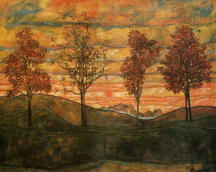 Egon Schiele Four Trees